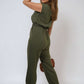 Short Sleeve Cinched Waist Jumpsuit