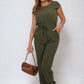 Short Sleeve Cinched Waist Jumpsuit