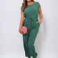 Short Sleeve Cinched Waist Jumpsuit