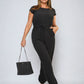 Short Sleeve Cinched Waist Jumpsuit