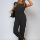 Short Sleeve Cinched Waist Jumpsuit