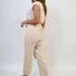 Short Sleeve Cinched Waist Jumpsuit