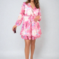 Floral Tie Front Tiered Mini Dress