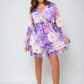 Floral Tie Front Tiered Mini Dress