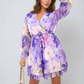 Floral Tie Front Tiered Mini Dress