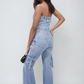 Multi Pockets Strapless Cargo Jumpsuit