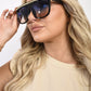 Square Oversized Sunglasses with Gold Stripe