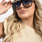 Square Oversized Sunglasses with Gold Stripe