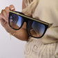 Square Oversized Sunglasses with Gold Stripe