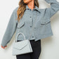 Cropped Long Sleeve Collared Jacket with Pockets