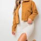 Cropped Long Sleeve Collared Jacket with Pockets