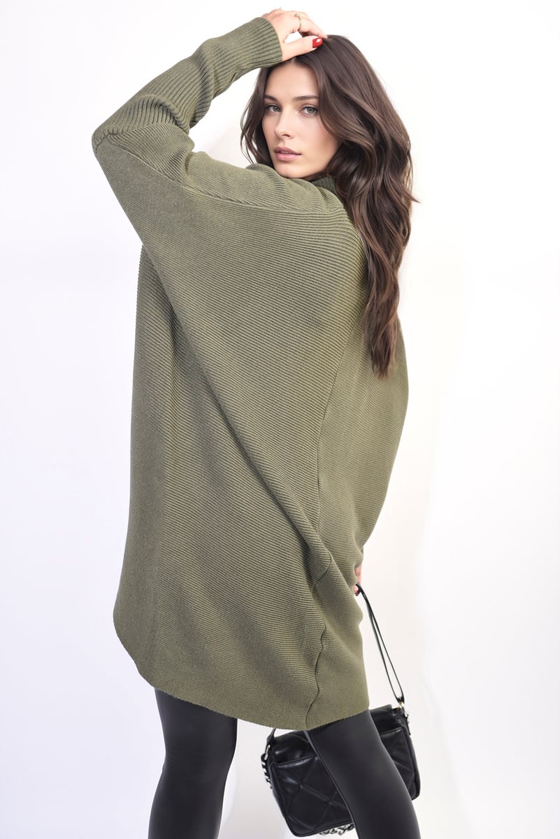 Turtle Neck Longline Knitted Jumper - BB Fashion Outlet