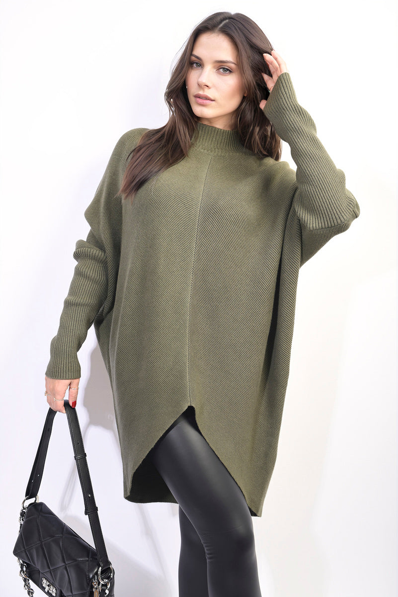 Turtle Neck Longline Knitted Jumper - BB Fashion Outlet