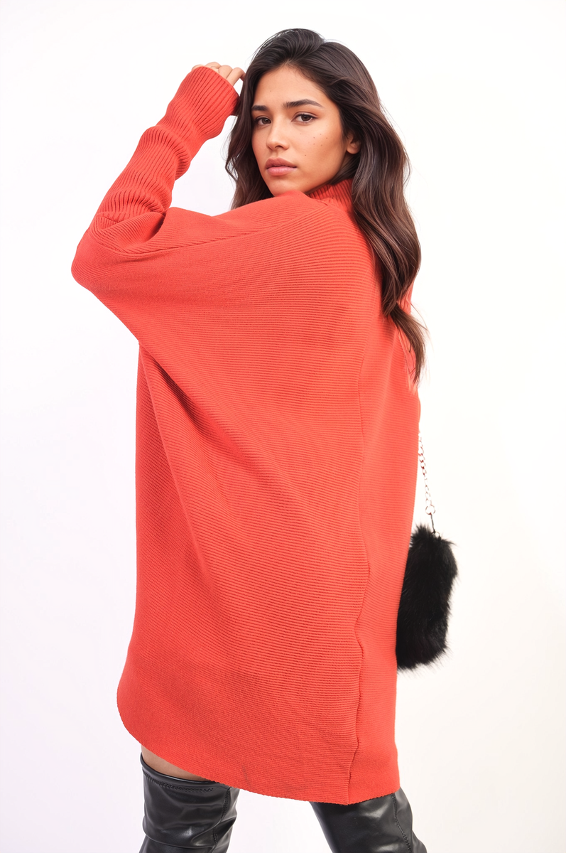 Turtle Neck Longline Knitted Jumper