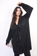 Oversized Satin Ruffle Shirt Dress - BB Fashion Outlet