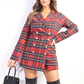 Long Sleeve Checked Playsuit with Front Buttons Detail - BB Fashion Outlet