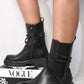 Embellished Biker Leather Boots