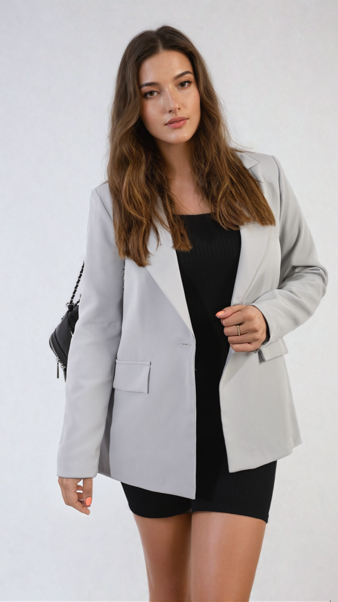 Open Front Oversized Casual Blazer - BB Fashion Outlet