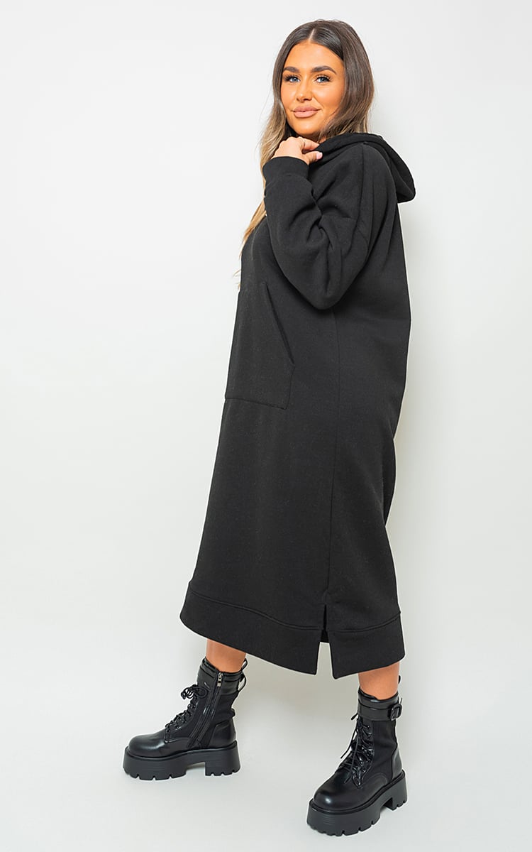 Kangaroo Pocket Long Loose Hoodie Dress