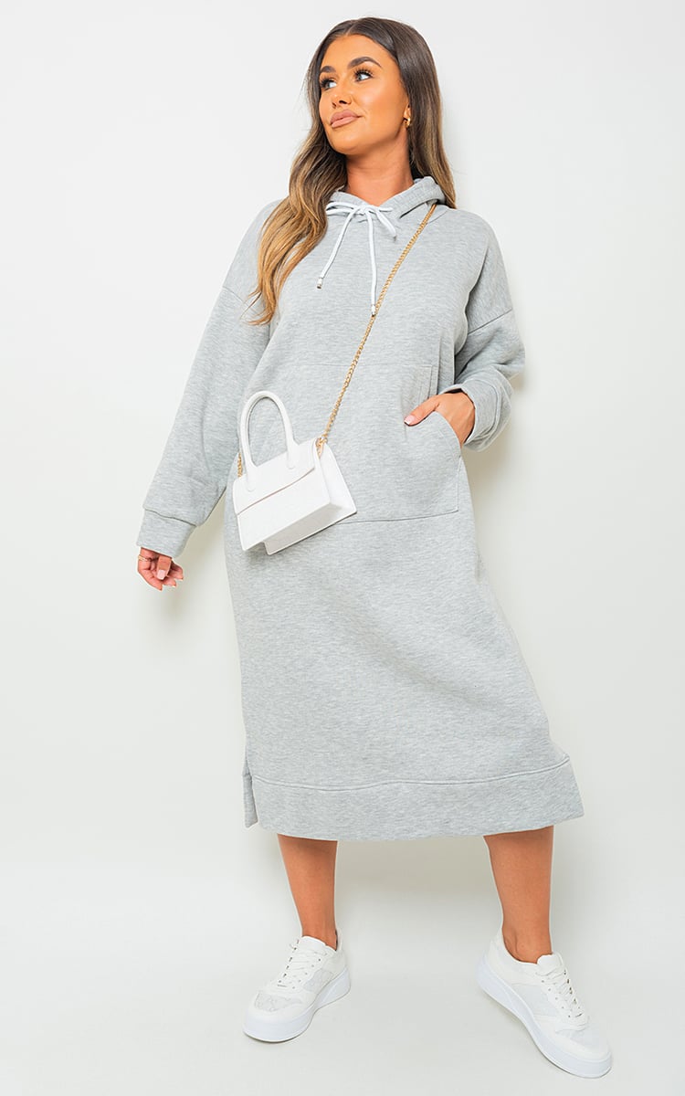 Kangaroo Pocket Long Loose Hoodie Dress