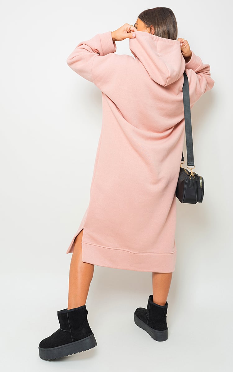 Kangaroo Pocket Long Loose Hoodie Dress