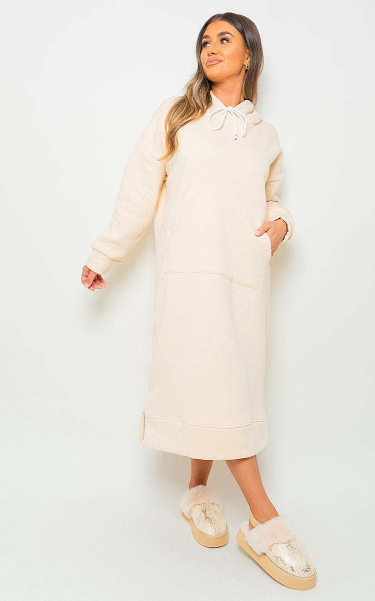 Kangaroo Pocket Long Loose Hoodie Dress