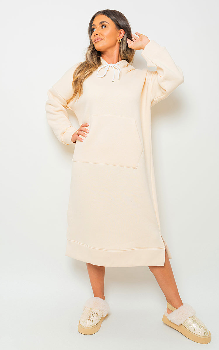 Kangaroo Pocket Long Loose Hoodie Dress