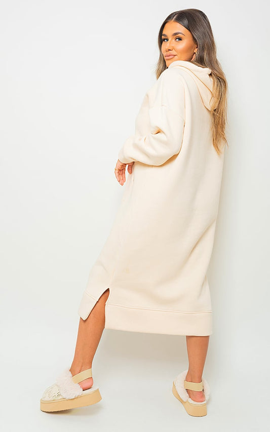 Kangaroo Pocket Long Loose Hoodie Dress