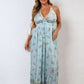 Dazzling Leaf Print Spaghetti Strap Maxi Dress