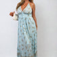 Dazzling Leaf Print Spaghetti Strap Maxi Dress