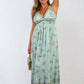 Dazzling Leaf Print Spaghetti Strap Maxi Dress