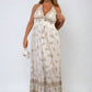 Dazzling Leaf Print Spaghetti Strap Maxi Dress