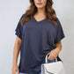 Short Sleeve V-Neck Loose Top