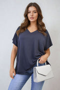 Short Sleeve V-Neck Loose Top - BB Fashion Outlet