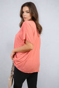 Short Sleeve V-Neck Loose Top - BB Fashion Outlet