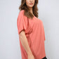 Short Sleeve V-Neck Loose Top