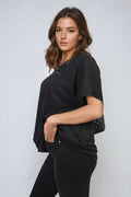 Short Sleeve V-Neck Loose Top - BB Fashion Outlet