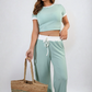 Contrasting Trim Crop Top and Trousers Co-ord Set