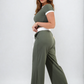 Contrasting Trim Crop Top and Trousers Co-ord Set