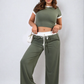 Contrasting Trim Crop Top and Trousers Co-ord Set