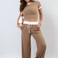 Contrasting Trim Crop Top and Trousers Co-ord Set