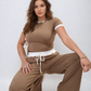 Contrasting Trim Crop Top and Trousers Co-ord Set