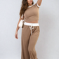 Contrasting Trim Crop Top and Trousers Co-ord Set