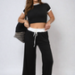 Contrasting Trim Crop Top and Trousers Co-ord Set