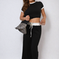 Contrasting Trim Crop Top and Trousers Co-ord Set