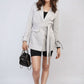 Collared Long Sleeve V-Neck Belted Blazer Jacket