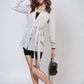 Collared Long Sleeve V-Neck Belted Blazer Jacket