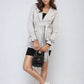 Collared Long Sleeve V-Neck Belted Blazer Jacket