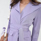 Collared Long Sleeve V-Neck Belted Blazer Jacket