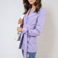 Collared Long Sleeve V-Neck Belted Blazer Jacket